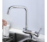 Robinet de cuisine à 3 voies rétractable sous la fenêtre, bec pivotant, eau potable filtrée, robinet d'évier chromé double fonction pour une utilisation facile
