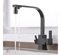 Robinet de cuisine à 3 voies - Robinet d'évier noir élégant avec 2 modes - Filtre à eau 3 en 1 pour eau potable - Accessoires de cuisine fonctionnels pour les maisons modernes