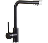 Robinet de cuisine à 3 voies, robinet filtre d'eau potable 3 en 1 avec sortie d'eau chaude et froide, élégant mélangeur de cuisine noir pour usage domestique et professionnel, et facile à installer