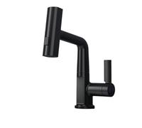 Robinet de cuisine à affichage numérique noir avec purat à soulèvement de ruisseau Stream Basfall Basin Faucet pour le mélangeur de lavabo à eau froide chaude pour laver la salle de bain Bar Bar