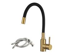 Robinet de cuisine à bec Flexible, robinet d'évier de cuisine en acier inoxydable, robinet mitigeur d'eau chaude et froide, rotation à 360 degrés(A1114GN-T2,G9/16)