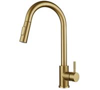 Robinet de cuisine à bec haut pour la cuisine avec douchette extensible Mitigeur haute pression pour cuisine Robinet d'évier de cuisine moderne Or brossé