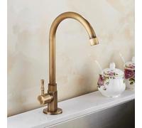 Robinet De Cuisine À Col De Cygne En Laiton Avec Commande D'eau Froide À Levier Unique, Robinet D'évier Extérieur Monté Sur Le Pont (finition Bronze Brossé)