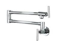 Robinet de cuisine à double articulation, bec pliable et extensible, bras pivotant mural en laiton, trou unique, deux poignées, for évier, 1 pièce Pour la Cuisine