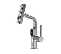 Robinet de cuisine à eau chaude et froide, Robinet de salle de bain avec affichage de la température à LED et douchette extractible, cascade, poignée unique, multicolore