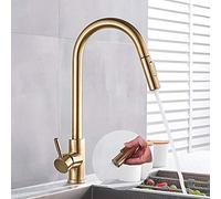 Robinet de cuisine à poignée unique, rotation à 360 degrés, finition or brossé, robinet d'évier argenté moderne, mélangeur d'eau élégant pour décoration de cuisine