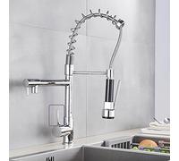 Robinet de cuisine à pont noir mat avec des becs à deux becs Spring Tut Down Tap Tap Hot & Cold Water Modern Chrome Finish pour les cuisines élégantes Aqiong