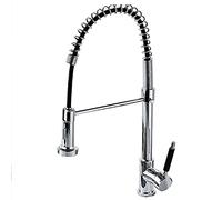 Robinet de cuisine à ressort avec pulvérisateur extractible, robinet d'évier de cuisine pivotant à 360°, en laiton commercial chromé, mitigeur de cuisine à poignée unique for eau chaude et froide