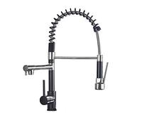 Robinet De Cuisine À Ressort Pull Down Out Double Becs 360 Rotation Eau Froide Et Chaude Mitigeur Facile à Installer(Chrome long)