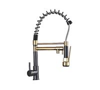 Robinet De Cuisine À Ressort Pull Down Out Double Becs 360 Rotation Eau Froide Et Chaude Mitigeur Facile à Installer(Golgden long)