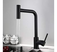 Robinet de cuisine à tirette avec bec pivotant, poignée unique, chaud et froid, 2 fonctions de pulvérisation, design télescopique, cuivre chromé, parfait pour évier de cuisine