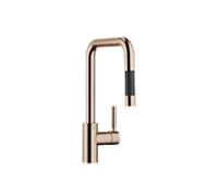Robinet de cuisine à tirette Dornbracht META Square 33870861-42, extractible, avec fonction douchette, saillie 240 mm, bronze brossé