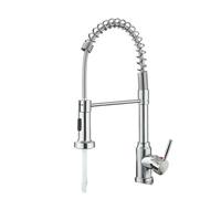 Robinet de cuisine à tirette, poignée unique, mitigeur d'eau chaude et froide, pivotant à 360°, buse à double fonction, cuisine(Brushed Nickel)