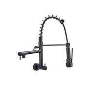 Robinet de cuisine à tirette, simple, eau froide, double bec, 4 couleurs, montage mural(Gold Faucet B)