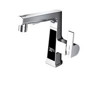 Robinet de cuisine, affichage numérique Robinet de traction, capteur à température ligente Taps de lavabo en laiton, soulèvement rotatif du mélangeur à eau froide et chaude pour évier de cuisine,
