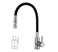 Robinet de cuisine avec bec flexible, robinet de cuisine basse pression, régulateur de jet avec 2 jets réglables, mitigeur monocommande pivotant à 360° pour évier de cuisine, raccord inclus
