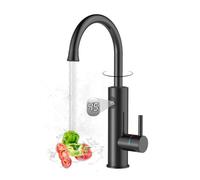 Robinet de cuisine avec chauffe-eau instantané - 3200 W - Affichage de la température LED - Rotation à 360 ° - Robinet de cuisine en acier inoxydable 304 - Noir