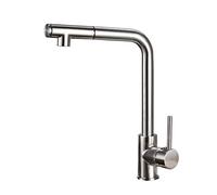 Robinet de cuisine avec douchette extractible, poignée unique, rotation à 360°, design télescopique chaud et froid, finition en cuivre chromé, double fonction pour évier de cuisine