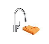 Robinet de cuisine avec douchette Feel chromé Quickfix + microfibre