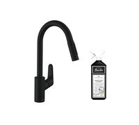 Robinet de cuisine avec douchette Focus M41 240 2 jets noir mat + nettoyant Briochin