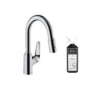 Robinet de cuisine avec douchette Focus M42 180 2 jets chromé + nettoyant Briochin