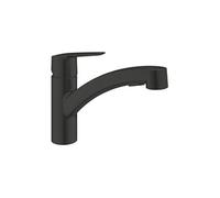 GROHE Robinet de cuisine Start 303072431 – douchette extractible, double rinçage – noir mat