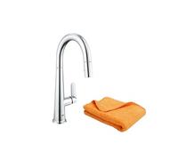 Robinet de cuisine avec douchette Veletto Quickfix chromé + microfibre