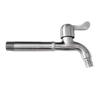 Robinet de cuisine avec poignée à clé - Résistance aux hautes températures jusqu'à 80 °C - Bec allongé - Pour salle de bain moderne - Finition argentée - Bec pointu - 18 cm