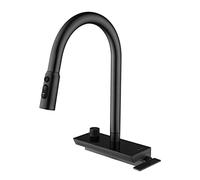 Robinet de Cuisine avec pulvérisateur en Laiton en Laiton Chaud Pivot à Eau Froide Putain vers Le Bas du Robinet de Cuisine-Gris (Blanc)