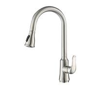 Robinet de cuisine avec pulvérisateur extractible en acier inoxydable brossé rotatif chaud et froid 2 fonctions buse filtre barboteur robinets pour éviers de cuisine