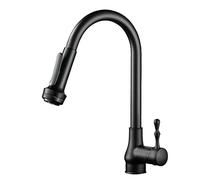 Robinet de cuisine avec pulvérisateur extractible pivotant à 360 ° en laiton robinet mélangeur multifonction noir pour usage domestique et commercial installation facile