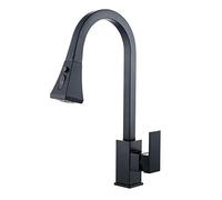 Robinet de cuisine avec pulvérisateur extractible, robinet d'évier de cuisine rotatif rétractable en laiton chaud et froid noir