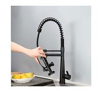 Robinet de Cuisine avec pulvérisateur Pull Down Sortez des robinets de Cuisine Spring Sink évier de Cuisine Robinet Hot and Cold Water Deck Mounted en Laiton Tap 2 Spout avec raccords, Or brossé
