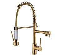 Robinet de cuisine avec pulvérisateur Pull Down Tire hors des robinets de cuisine Commercial Spring Spring Vecinet Robinet Hot and Cold Water Deck Mouted Mounted Uple Tap 2 Spout avec raccords