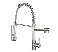 Robinet de cuisine avec pulvérisateur Pull Down Tire hors des robinets de cuisine Commercial Spring Spring Vecinet Robinet Hot and Cold Water Deck Mouted Mounted Uple Tap 2 Spout avec raccords