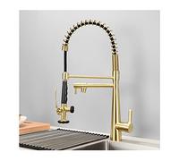 Robinet de Cuisine avec pulvérisateur Pull Down Tire Hors robinets de Cuisine Spring Sink évier de Cuisine Robinet Hot and Cold Water Deck Mouted Mounted Uple Tap 2 Spout avec des raccords, Brackaged