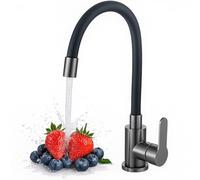 Robinet de cuisine avec tuyau flexible à 360°, pivotant à haute pression, robinet de cuisine flexible pour la cuisine, robinet de cuisine en acier inoxydable noir