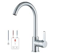 Robinet de cuisine basse pression hevenaov basse pression Robinet de cuisine en acier inoxydable Mitigeur rotatif à 360° Robinet d'évier de cuisine 3 ports pour chaudière Robinet de cuisine en chrome