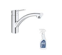 Robinet de cuisine bec bas GROHE Swift chromé + nettoyant Grohclean
