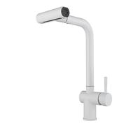 Robinet de cuisine blanc avec pulvérisateur extractible, 4 modes de pulvérisation, rotation à 360 °, mélangeur d'évier multifonction, poignée sina, design moderne pour la maison et la cuisine