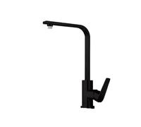 Robinet de cuisine carré noir à poignée unique rotatif pour eau froide et chaude en cuivre fin, design moderne pour un usage domestique et élégant