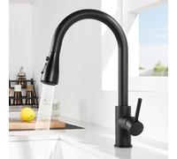 Robinet de Cuisine CECIPA max Noir, 3 Modes, Douchette Extractible Haute Pression, Mitigeur Pivotant 360°, Monocommande à Col Haut, Acier Inoxydable