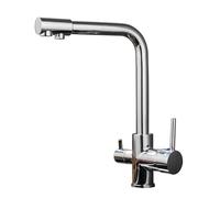 Robinet de cuisine chromé à 3 voies avec mitigeur pivotant à 360° à double poignée pour un accès facile à l'eau, idéal pour les systèmes d'osmose Grifo Cocina Fregadero.