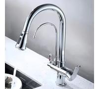 Robinet de cuisine chromé à 3 voies pour osmose filtration de l'eau Robinet double mode avec 2 sorties, idéal pour les éviers de cuisine modernes, installation facile et design élégant