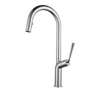 Robinet de cuisine chromé extractible, bec pivotant à 360°, design col de cygne à arc élevé, robinet mitigeur d'évier de cuisine avec tête de pulvérisation pour un nettoyage facile et une utilisation