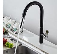 Robinet de cuisine chromé ll Out - Mélangeur pivotant avec buse à ressort parfait pour les bars commerciaux et les cuisines de ferme - Durable, facile à installer, design moderne