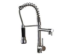 Robinet de cuisine chromé poli à tirer vers le bas, robinet mitigeur à un trou avec aérateur monté sur pont chaud et froid, style grue à ressort, tête de pulvérisation extractible