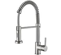 Robinet de Cuisine Cobbe, Robinet à Ressort avec Douchette Extractible, 2 Modes de Distribution, Mitigeur Monocommande pour Évier à Arc Haut (Nichel Brossé)