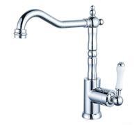 Robinet de cuisine col de cygne en laiton doré poli avec bec pivotant à 360 degrés pour évier de ferme et salle de bain (galvanisé)