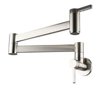 Robinet de cuisine commercial en laiton à trou unique - Robinet d'eau froide pliable et exble à double joint - 2 poignées et élégant pour les cuisines modernes